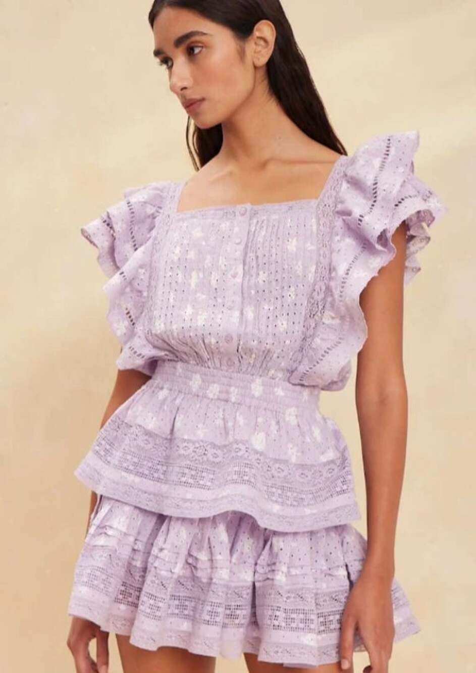 Maia Bergman Noah Tiered Mini Dress (Lilac) Size Medium